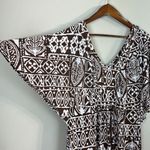 Tori Richard Tori Richards Honolulu Dress Medium Brown White‎ Printed Maxi Flutter Sleeveless Photo 1