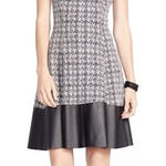 Ralph Lauren Lauren Womens Tweed Faux Leather Trim Fit Flare Dress Size 6 Career Photo 0