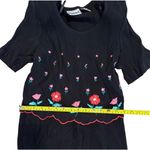 Fashion Bug Vintage Plus Size 14 Black Embroidered Floral Knee Length Dress Short Sleeve Photo 4