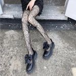 Gothic Spider‎ Jacquard Pantyhose, Gothic Hollow Out Sheer Tights One Size Black Photo 4