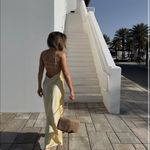 ZARA  maxi dress flowy butter yellow satin effect wedding evening party Photo 1