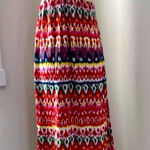 Angie Boho Beachy Strapless Smocked Babydoll Maxi Dress Size L Whimsical Resort Wear Photo 0