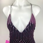 Forever 21 NWT Purple Velvet Velour sequin Plunging V-neck Sleeveless Mini Dress Photo 2