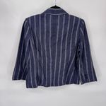 CAbi Nautical Blazer Jacket Womens 10 Blue White Stripe Linen Pockets Style 871 Photo 5