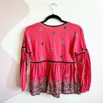 Lucky Brand  Babydoll Peasant Top Floral Sz XS Long Sleeves Orange Bohemian Photo 1