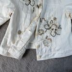 Coldwater Creek  Embellished Denim Jacket‎ Floral Beaded Cream White W18 Photo 8