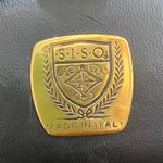 Vintage SISO Italy Black Quilted Leather Structured Oval Vanity Cosmetic Handbag Photo 12