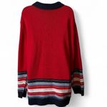 Villager Vintage Red and Navy 1/4 Zip Sweater with Stripes Photo 3