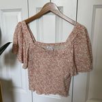 Japna Pink Smocked Floral Crop Top Photo 0