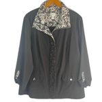 Chico's Zenergy Black Full Zip Floral Contrast Lightweight Jacket Size 3/LG Photo 0