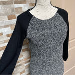Loft ANN Taylor  Fact Sweater Dress Black White, Small, 3/4 Sleeves Neutral Wool Photo 2