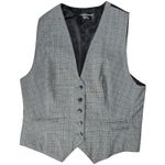 Norma Kamali  Plaid Vest Womens XL Gray Black Formal‎ Lined Pockets Sleeveless Photo 0
