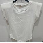 Peach Love California White ribbed bodysuit with shoulder pads❤️ Photo 1