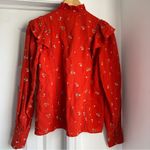 Sézane RARE Sezane Fares Embroidered Ruffled Button Up Blouse Photo 3