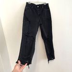 American Eagle Ripped Mom Jean Black High Waisted High Rise Cropped Crop Ankle Photo 8