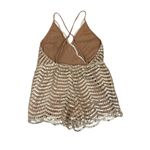 NUDE Sequin Sparkly Gold Tan Cross Back Cocktail Party Romper Size Women's Large Photo 1