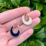 Vintage Avon Clip On Earrings | Reversible Blue White Gold Jewelry Photo 0