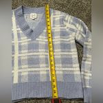 Hippie Rose purple and white plaid pullover v neck long sleeve sweater L Photo 6