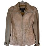 Fabio Women’s L Suede Leather Jacket Tan Bomber Style 100% Genuine Leather Size L Photo 0