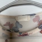 Butterfly Print Mesh Long Sleeve Top Cream Nude Color  Photo 2