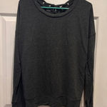 Yogalicious Womens Lace Up Back Gray Pullover Top Sweatshirt Long Sleeve Large Photo 0