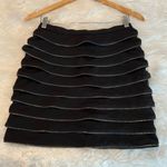 Aryn K . Zipper teeth medium Skirt Ruffle Trim Ponte Mini Skirt Black unique Photo 3