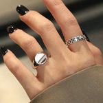 Boutique Chunky Solid Unisex 14k White Gold Plated Sterling Signet Ring, Adjustable Photo 0