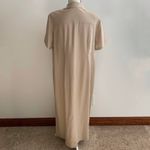 Studio C Plus Tan Linen Blend Button Front Shirtdress Long Modest Dress Size 16W Photo 1