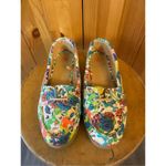 Disney  Hidden Mickey Minnie Tropical Flower Colorful Loafer Canvas Shoe US 8 Photo 1