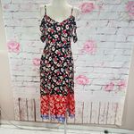 EXPRESS  Women's Off Shoulder Floral Double Slit Midi Dress Multicolor Size small Photo 3