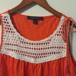 Andrew Marc  Orange Tank Top with White Crochet Detail Photo 3