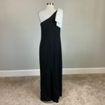 One Shoulder Bow Accent Column Evening Gown Size 8 Black Formal Dress by MARINA Photo 5