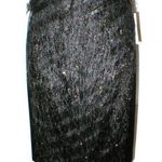 New NWT $498 Womens Black Silk Fringe Skirt Worth NY 8 York Metallic Silver Photo 0