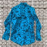 Vintage 90s bright teal black abstract long sleeve western rodeo shirt Blue Size L Photo 1