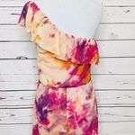 Bebe One Shoulder Pink Purple Orange Floral Maxi Dress Size Small Spring Summer Photo 7