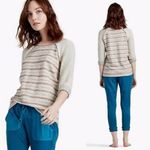 Lucky Brand Striped Terry Pullover Raglan Cream/Red/Blue Sleeve Top Photo 1