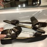 ZARA  Women’s Satin Olive Green Self-Fastener Ankle Strap Slide Sandals Photo 5