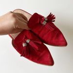 Stuart Weitzman Slidealong Tassel Pointed Toe Mule in Red Suede Women's 6 Photo 3