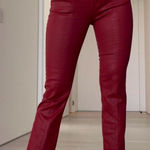 ZARA Trafaluc Denimwear NWOT Red Coated Denim Pants with Zipper On Bottom Front Photo 0