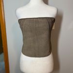 Pilcro Anthropologie corset sweater top Brown Strapless L Hook & Eye Closure Photo 2