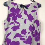 Loft Women’s Taupe Purple Floral Print Ruffle Front Keyhole Tie Back Blouse Photo 5