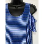 cupio  Women's Striped Scoop Neck Cold Shoulder Shift Dress Blue & White Small Photo 1