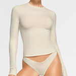 SKIMS Women’s Bone Long Sleeve T-Shirt Cotton Jersey Size XXS NWT Photo 0