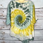 Kaktus NWT Size L Green & Yellow Tie Dye Chiffon Hemline Oversized Top Size L Photo 5