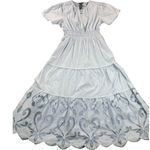 NWT Chelsea Theodore Dress Tiered Eyelet Maxi Light Blue S Cottagecore feminine‎ Size undefined Photo 0