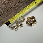 Rhinestone Flower Gold Tone Lot Of 2 Flowers Photo 5