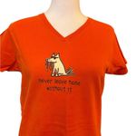 Teddy The Dog Never Leave Home Without It Dog Walking Tee Shirt Womens Medium Orange Photo 2