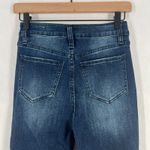 Ymi  Gigi Fit Flared Jeans Womens 3 Blue Denim Cotton Stretch High Rise Raw Hem Photo 7