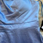 Mac Duggal IEENA FOR  One Shoulder Long Sleeve Satin Mini Dress In Periwinkle Photo 7