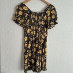Abercrombie & Fitch Mini Dress Floral Y2K Rayon Grey Gold Smocked Boho XS Photo 4